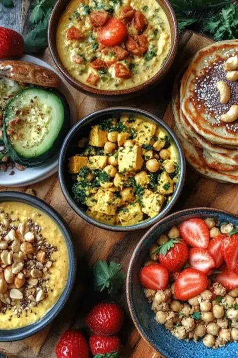 Start your day strong with these delicious vegan high-protein breakfasts! Each recipe is packed with plant-based protein, making them perfect for fitness lovers and anyone wanting a nutritious kick to their morning. Whether you're craving protein pancakes, smoothie bowls, or hearty oat bowls, we've got you covered with easy and satisfying recipes. Fuel your day with clean energy and delicious flavors that keep you full till lunch. Hit the ground running with breakfast that's not only nutritious but also completely vegan and tasty! Vegan Breakfast Bowl Recipes, Protein Rich Vegetarian Breakfast, High Protein Vegan Breakfast Easy, Breakfast Meal Prep Vegan, Plant Based Protein Breakfast, Vegetarian High Protein Breakfast, High Protein Breakfast Vegetarian, Vegan High Protein Breakfast, High Protein Plant Based Meals