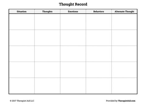 Thought records are like the Swiss Army knife of CBT. They're used to teach about the interactions between thoughts, feelings, and behaviors, and as a tool for clients to record their own experiences. When it comes to the cognitive restructuring portion of CBT, thought records are a great place to begin challenging irrational thoughts. Thought Record Therapy Worksheets, Cbt Thought Record, Thought Record, Irrational Thoughts, Cbt Therapy Worksheets, Cognitive Restructuring, Ego Vs Soul, Mind Gym, Adolescent Therapy