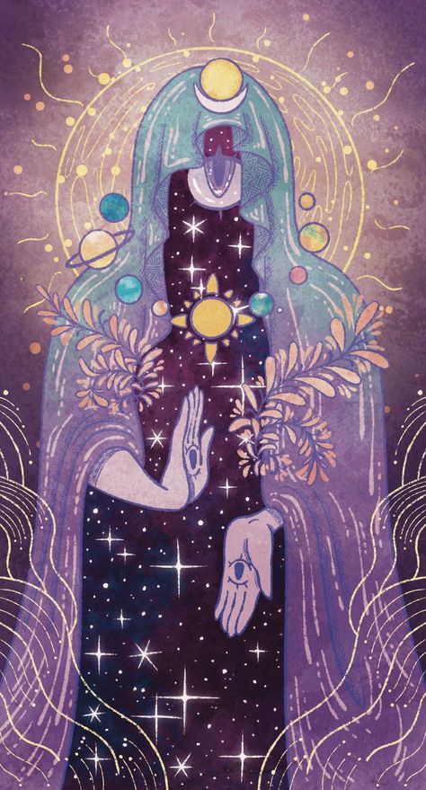 Card of Oracle pack Psychic Art Illustrations, Oracle Card Design Ideas, Oracle Card Art, Whimsigoth Illustration, Oracle Character Design, Orical Cards, Oracle Drawing, Astrology Art Illustration, Fantasy Oracle