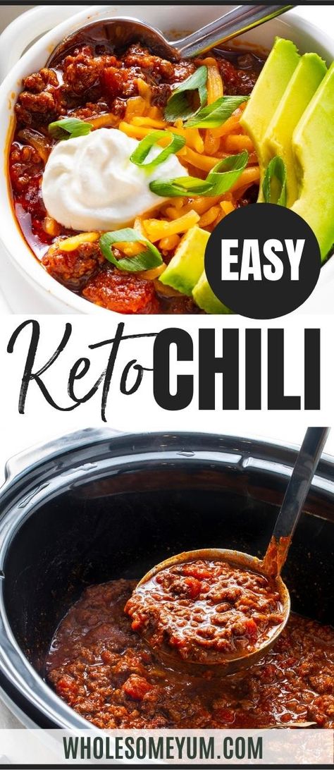 Easy Keto Chili, Low Carb Chili Recipe, Keto Chili, Beef Chili Recipe, Low Carb Chili, Recipe Low Carb, Keto Beef, Low Carb Low Fat Recipes, Keto Crockpot Recipes