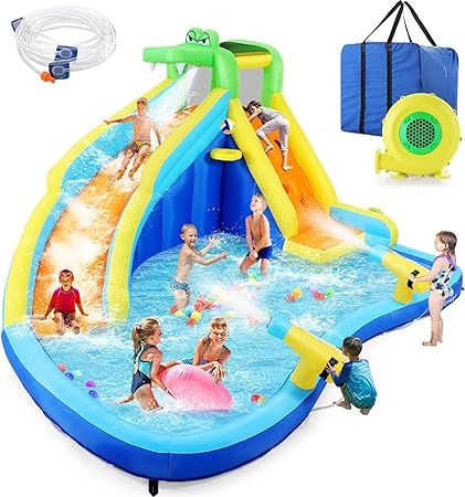 This is my kids favorite slide. its big enough for them and their cousins. Blow Up Water Slide, Water Slide Bounce House, Water Cannon, Inflatable Water Park, Inflatable Bounce House, Bouncy House, Inflatable Bouncers, Splash Pool, Bouncy Castle