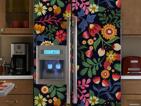 Refrigerator Wrap Side by Side Fridge Wrap Vinyl Fridge | Etsy Boho Fridge, Side By Side Fridge, Refrigerator Wrap, Fridge Makeover, Fridge Wrap, Fridge Decals, Refrigerator Wraps, Entry Room, Dishwasher Cover