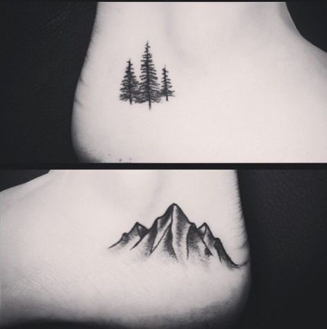 small pine tree and mountain range tattoos #tattoo #tattoos #mountains #pinetree #tattooinspiration #bodyart #body #art #nature Pine Tattoo, Mountain Range Tattoo, Pine Tree Tattoo, Tattoos Geometric, Mountain Tattoo, Sister Tattoos, Big Things, Nature Tattoos, Tree Tattoo