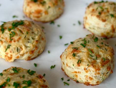 Buttermilk Cheddar Chive Biscuits Hydrangea Kitchen, Cheddar Chive Biscuits, Chive Biscuits, Airy Interior, Fresh Chives, Bakery Bread, Biscuit Recipe, Bread Pudding, Golden Brown