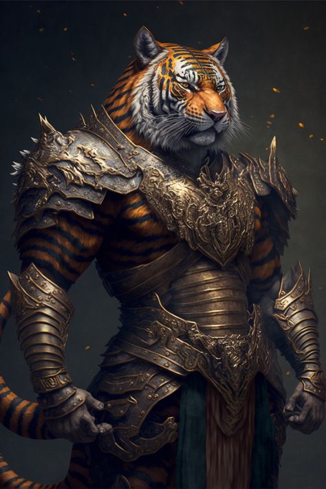 Tiger Warrior, Tiger Zodiac, Tiger Artwork, Mythical Creatures Fantasy, Big Cats Art, Roleplay Characters, Fantasy Beasts, Cute Fantasy Creatures, Dope Cartoon Art