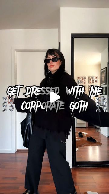 830K views · 113K likes | ✯ 𝕸𝖆𝖗𝖘 ✯ on Instagram: "get dressed with me for a coffee meeting !! another lil corporate goth outfit (and yes! we are being loose-y goose-y with our language! don’t yell at me!) we’re really pingponging thru thoughts this morning 🖤⛓️THX FOR WATCHINNNNG 🖤⛓️ 

outfit details:
first pants @disturbia 
second pants @aritzia Wilfred cropped pants 
@asos textured panel shirt 
@killstar pierced sweater 
@statementcollective_ ball chain necklace 
@askemblastore hangers 
@etahlove @bloodymarymetal @loxandchain rings 
@princesspollyboutique loafers and sunnies 
Work bag is from amazon (linked on my LTK!)" Indie Gig Outfit, Work Goth Outfits, Office Goth Outfits, Alternative Business Casual Outfits, Collar Shirt Outfits, Goth Corporate Work Outfits, Goth Outfits Pants, All Black Plus Size Outfit, Corp Goth Work Outfits