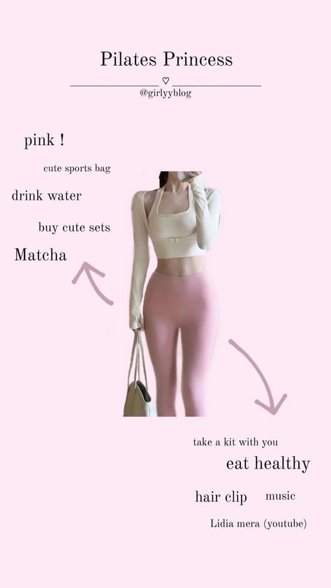 Pink Pilates Aesthetic, Pink Workout Outfit, Pilates Fashion, Selfcare Ideas, Pilates Aesthetic, Aesthetic Selfcare, Pilates Outfit, Pink Pilates Princess, Pink Lifestyle