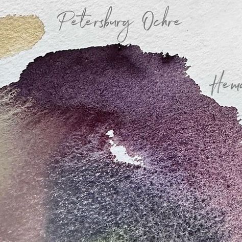 nevskayapalitra_world on Instagram: "🎨 Color Mixing 💫 🍇 632 HEMATITE MIST (P.B.29, P.R.101 *** ◨△ G) Saturated, with a cool dark purple hue and a soft granulation effect, forming a unique texture due to the particles of dark ultramarine that is part of the paint. Mixtures with ochres provide clean saturated deep shadows. 🐬 556 BLUE SHADOWS (P.B.29, P.BK.11 *** ◨△G) Transparent cold light gray tone. It has a pronounced granulation effect. The addition of a significant amount of water gives smooth fillings with a textured, well-defined granulation effect. Great for creating deep rich contrasting shadows. Provides the ability to draw clear details and elements of the urban environment: silhouettes of passers-by, urban communications, street signs, wires, etc. 🏛 258 PETERSBURG OCHRE (P.Y Cold Undertone, Urban Environment, Grey Tones, Purple Hues, Street Signs, Color Swatches, The Urban, Dark Purple, Light Gray