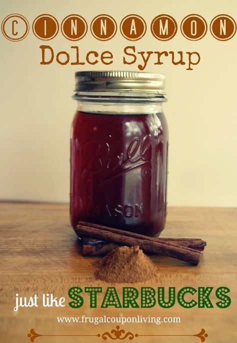 Cinnamon Dolce Syrup Recipe - Just like Starbucks! Starbucks Recipes, Cinnamon Dolce Syrup, Copycat Starbucks, Cinnamon Dolce, Homemade Syrup, Coffee Syrup, Homemade Coffee, Starbucks Copycat, Syrup Recipe