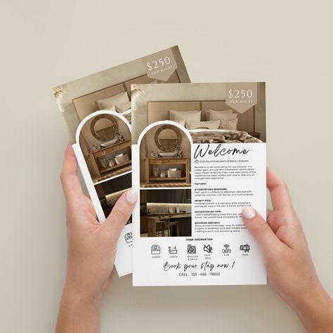 AIRBNB Flyer pour location de vacances, Template Canva A5 Airbnb Flyer Design, Brochure Stand, Don't Settle, Page Design, Design Inspo, Flyer Template, Flyer Design, Stationery Design, Stationery Paper