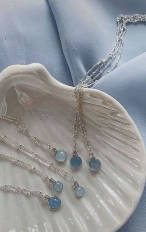 Mermaidcore Aesthetic Jewelry, Sea Jewelry Aesthetic, Ocean Jewelry Aesthetic, Blue Jewelry Aesthetic, Blue Necklace Aesthetic, Blue And Silver Jewelry, Blue Jewlery, Light Blue Jewelry, Blue Jewellery