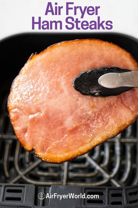 Air Fry Ham, Fried Ham Steak, Easy Thanksgiving Dish, Air Fryer Ham, Air Fryer Recipes Pork, Ham Steak Recipes, Recipe For Air Fryer, Fried Ham, Ham Steak