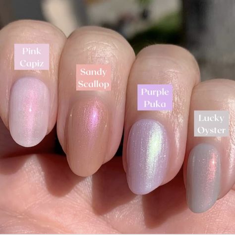 Iridescent Opal Chrome Nails, Clear Irridescent Nails Acrylic, Short Nail Designs Iridescent, Sheer Iridescent Nails, Irredescent Nails Light Pink, Iridescent Lavender Nails, Irredescent Pink Nails, Light Pink Holographic Nails, Iridescent Gel Nails