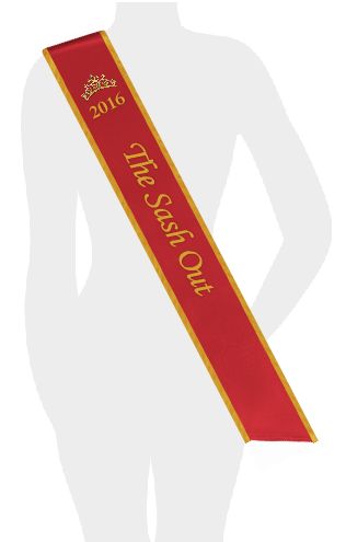 Our sashes are designed to be worn over the right shoulder and adhered at the left hip Pageant Sashes Diy, How To Make A Pageant Sash, Diy Sash How To Make, Beauty Pageant Sashes, Grad Stoles, Pageant Sashes, Graduation Sash, Black Globe, Clergy Stoles