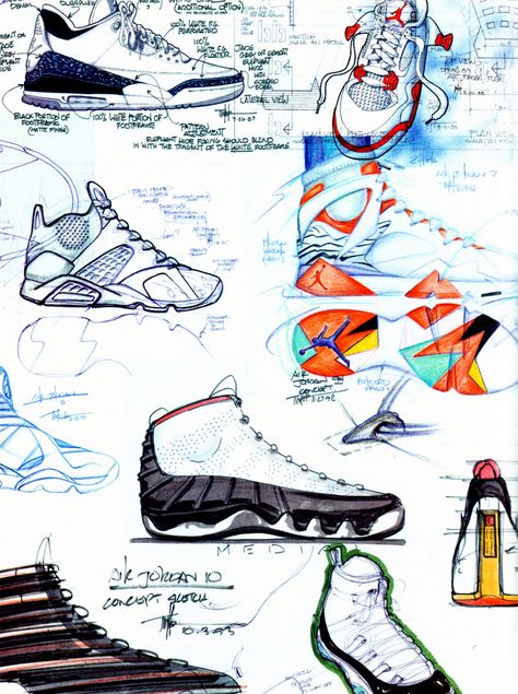 Tinker Hatfield one of his best designs    When people think about their favorite shoes, they usually know a lot about the shoe itself; f... Sneakers Sketch, Different Shoes, Coach Purses Outlet, Shoe Sketches, Tinker Hatfield, Shoe Design Sketches, Nike Outlet, Sneaker Art, Industrial Design Sketch