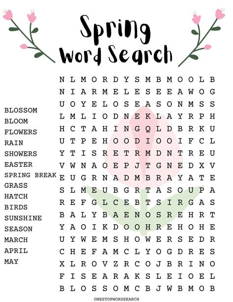 "This fun \"Spring Word Search\" game is family fun for all age groups. Great for some quality time together, or to do leading up to the first day of the Spring season.   People of all ages can enjoy this puzzle together! It can also help with children's word recognition and spelling. Great for schools, daycare, and child centers. This listing is for an instant digital DOWNLOAD. No physical product will be sent. This puzzle is non-editable. WHAT IS INCLUDED? - One PDF puzzle on an 8.5 x 11 size First Day Of Spring Worksheet, Spring Activities For Elementary Kids, Cute Word Search, Find The Words Puzzle, April Activities For Kids, Word Search Aesthetic, Activity Sheets For Adults, Fun Day Ideas, Spring Activities For Adults