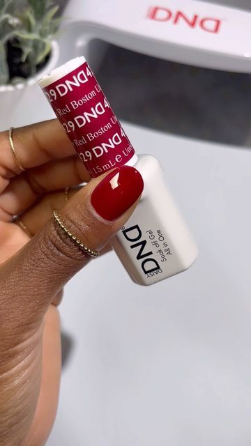 Deviny Thompson on Instagram: "Ok soooo the girlies said this is the one 👀♥️ @dndgel

What’s your favorite red ? ❤️
@dndgel so I can swatch it 

💰Discount Code: devinydnd25 

Colors:
429 Boston University 
•
• 
#nailtechcheck #nailswatch #diynails #nailpolish #nails #rednails #instagramreels #DNDGel #DNDGelPolish #DNDgelpartner #bostonuniversity" Dnd Christmas Colors, Dnd Boston University Red, Boston Red Nails, Dnd Christmas Nails, Red Dnd Gel Polish Colors, Dnd Red Gel Polish Colors, Boston University Red Nails, Dnd Gel Polish Colors Winter, Dnd Winter Nail Colors