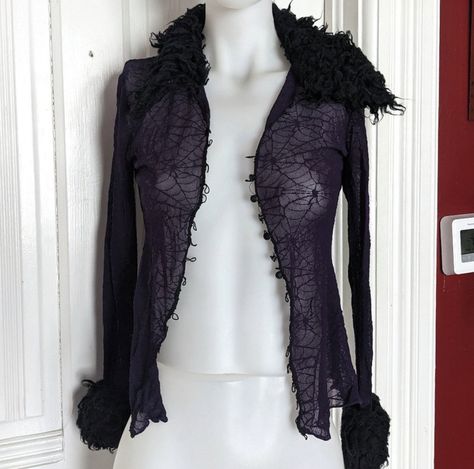 Goth Cardigan, 1990s Goth, Scorpio Black, Winter Goth, Goth 2000s, Lip Service Clothing, 2000s Goth, Digital Wardrobe, Fur Cardigan