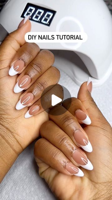 MIRRIAM| Fashion Beauty Travel on Instagram: "DIY nail tutorial. Products linked in bio. Nails can last up to 3 weeks. Nail salon where 👀 You can do it all by yourself lol #diybeauty #diynails #nailsathome #pressonnails #diyqueen" At Home Gel Nails Diy, How To Do Tips On Nails At Home, How To Do Press On Nails At Home, Easy French Nails Diy Simple, Press On Nails Tutorials, Diy Press On Nails, Diy Nails Tutorial, Bio Nails, Do It Yourself Nails