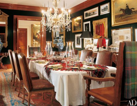 Step Inside Ralph Lauren's Norman-Style Stone Manor House in New York Photos | Architectural Digest English Country Dining Room, Ralph Lauren House, Ralph Lauren Interiors, Paisley Curtains, Country Dining Rooms, Designer Ralph Lauren, Country Dining, English Country Style, New York Homes