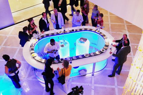 Designer mobile sushi bar with conveyor belt | Pre-Motion Sushi Catering, Abu Dhabi Desert, Desert River, Conveyor Belt Sushi, Sushi Style, Food Counter, Event Display, Event Furniture, Furniture Rental