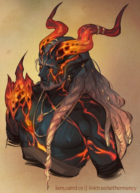 Nephilim Character Design, Dnd Demon, Fire Genasi, Fire Elemental, Fire God, Fantasy Races, Dungeons And Dragons Characters, Dnd Art, D&d Dungeons And Dragons