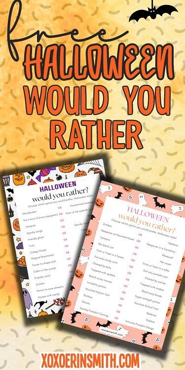 240 Halloween Would You Rather Questions Free Printable Kids Halloween Would You Rather, Halloween Party Activity Ideas, Halloween Group Games, Halloween Worksheets Preschool, Fun Halloween Activities For Kids, Halloween Worksheets Free, Halloween Questions, Halloween Activity Sheets, Halloween Classroom Activities