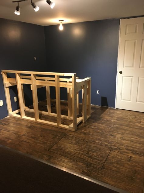 The Bar Is Done!  – Breann Morgan Home Bar Build, Building A Basement Bar, Diy Indoor Bar Ideas, Basement Bar Paint Colors, Home Bar Plans How To Build, Diy Bar Plans How To Build, Easy Basement Bar, How To Build A Bar, Home Bars Diy Ideas