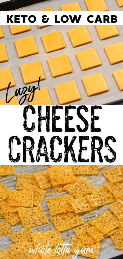 An easy keto cheese crackers recipe that just uses 2 ingredients! Making low carb cheese crackers with sliced cheese is a breeze. Keto Cheese Crisps, Keto Cheese Crackers, Cheese Cracker Recipe, No Carb Snacks, Keto Quiche, Keto Snacks Easy, Sliced Cheese, Lazy Keto, Cheese Crisps