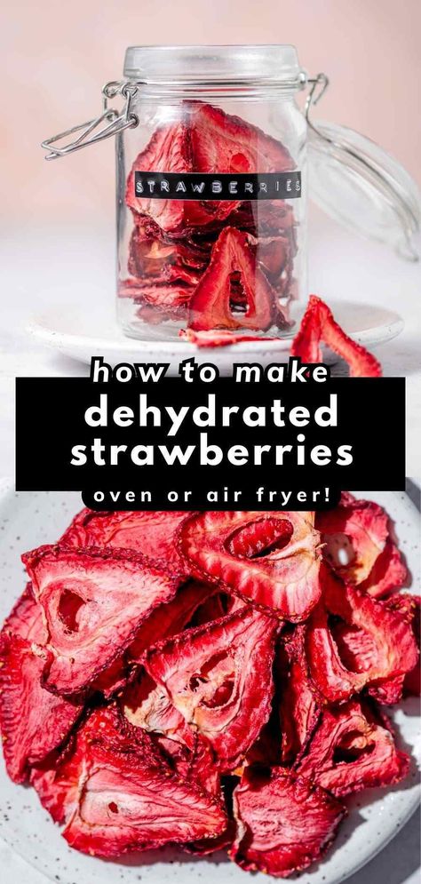 Diy Freeze Dried Strawberries, Dehydrate Strawberries In Air Fryer, How To Dry Strawberries In The Oven, How To Make Freeze Dried Strawberries, How To Dry Strawberries, Airfryer Strawberries, Dehydrated Strawberries In Dehydrator, How To Dehydrate Strawberries, Dried Strawberries In Air Fryer