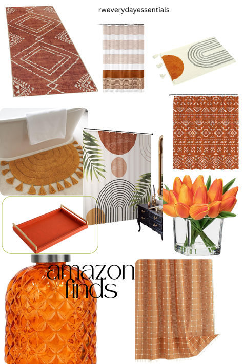 Shop all of these Burnt Orange Bathroom home deocr ideas by clicking on link #promotion Rusty Orange Bathroom, Bathroom Orange Accents, Burnt Orange Bathroom Ideas, Orange Bathroom Ideas, Orange Bathroom, Brown And Gray Bathroom, Warm Bathroom Ideas, Burnt Orange Bathroom, Orange Bathroom Decor