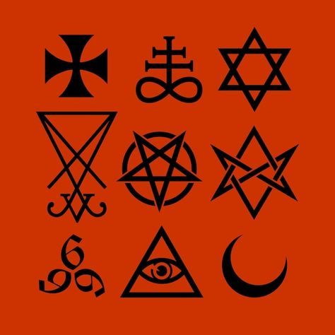 Vector satanic symbols medieval occultis... | Premium Vector #Freepik #vector Satanic Symbols Signs, Demonic Symbols, Satanic Tattoo Symbols, Lucifer Symbol, Infinity Graphic, Satanic Tattoo, Infinity Symbol Illustration, Satanic Symbol, Satanic Symbols