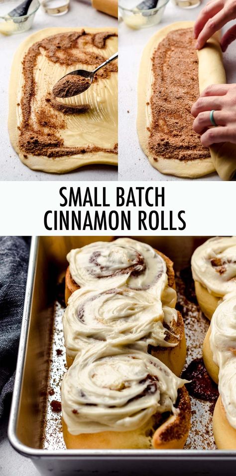 Cinnamon Rolls Small Batch, Cinnamon Roll Icing Recipe, Recipe Cinnamon Rolls, Small Batch Cinnamon Rolls, Cinnamon Roll Icing, Cinnamon Filling, Cinnamon Roll Recipe Homemade, Small Batch Baking, Dessert Aux Fruits