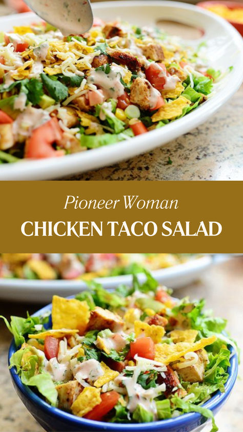 Pioneer Woman Chicken Taco Salad Pioneer Woman Taco Salad, Chicken Taco Salad Dressing, Ultimate Taco Salad, Taco Chicken Salad Recipe, Rotisserie Chicken Taco Salad, Grill Chicken Salad Recipes, Chicken Taco Salad Bowl, Chicken Salad Pioneer Woman, Taco Salad With Chicken