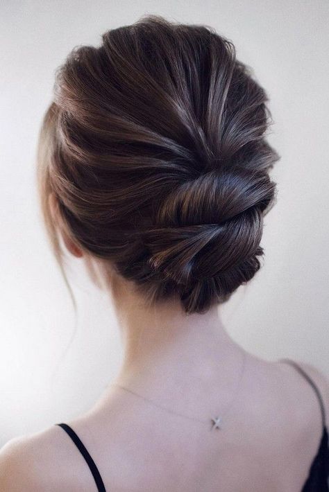 15 Stunning Low Bun Updo Wedding Hairstyles from Tonyastylist | EmmaLovesWeddings | Bloglovin’ Neat Wedding Hair, Loose Buns Hairstyles, Mid Length Hair Bridal Styles, Party Hairdos For Medium Length Hair, Neat Updo Hairstyles, Simple Updos For Medium Hair Formal, Work Updo, Updos Easy, Messy Updos