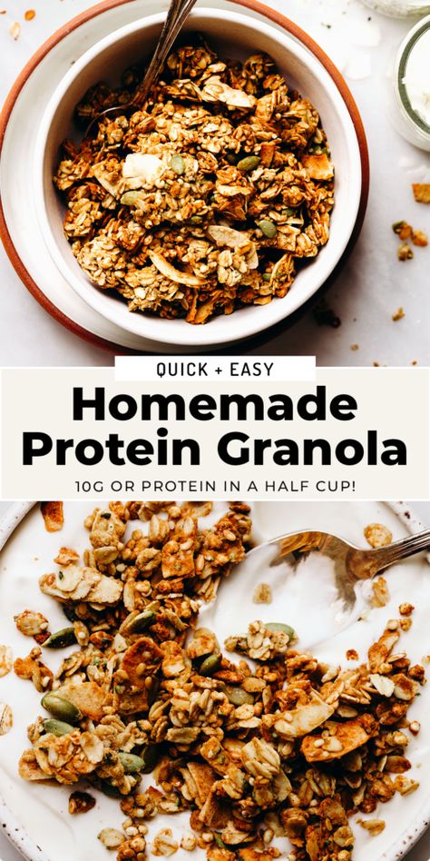 Protein Granola Diy Protein Granola, Granola Recipe Protein, Homemade High Protein Granola, But Free Granola, Macro Friendly Granola, Granola With Protein Powder, Macro Friendly Granola Recipe, Low Carb Granola Recipe With Oats, High Fiber Granola Recipe