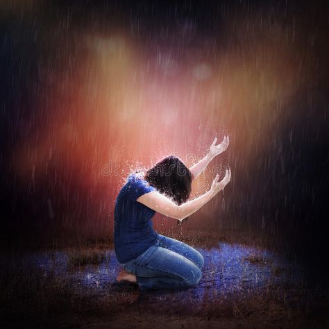 Rainstorm Prayer. A woman kneeling to pray during a heavy rain storm , #Affiliate, #woman, #kneeling, #Rainstorm, #Prayer, #rain #ad Prayer Pictures, Kneeling In Prayer, Prayer Images, Psalm 30, Psalm 23 1, Book Of Psalms, The Longest Journey, Christian Pictures, Soul Healing