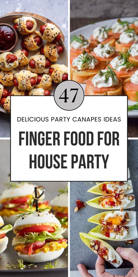 finger food for house party 3 1 Appetizer Recipes Brunch, Open House Finger Foods, Finger Buffet Ideas, Appy Night Ideas, House Warming Appetizer, High Tea Party Food Ideas, House Party Appetizers, 1940s Appetizers, Simple Canapes Ideas