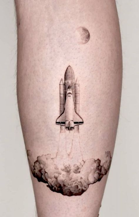 Rocket Ship Tattoo, Space Tattoo Sleeve, Mario Tattoo, Rocket Tattoo, Astronaut Tattoo, Airplane Tattoos, Universe Tattoo, Hidden Tattoos, Alien Tattoo