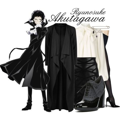 || Ryunosuke Akutagawa ~ Bungou Stray Dogs || by freezespell on Polyvore Alice Temperley, Akutagawa Clothes, Bungou Stray Dogs Outfit Ideas, Bungou Stray Dogs Outfit, Akutagawa Outfit, Akutagawa Kinnie, Akutagawa Cosplay, Eccentric Clothes, Ryunosuke Akutagawa