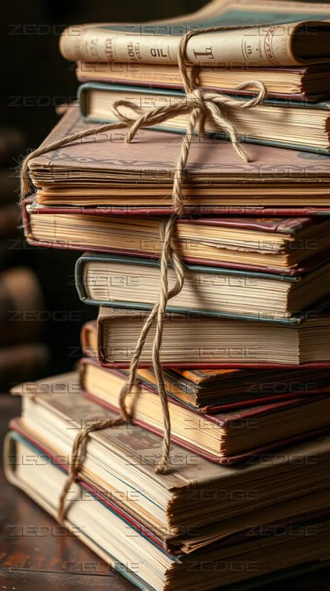 A stack of timeworn books, bound together with twine, evokes a sense of history, knowledge, and the quiet beauty of well-loved objects. History Knowledge, Quiet Beauty, The Quiet, Mobile Wallpaper, Twine, Sense, Wallpapers, History, Books