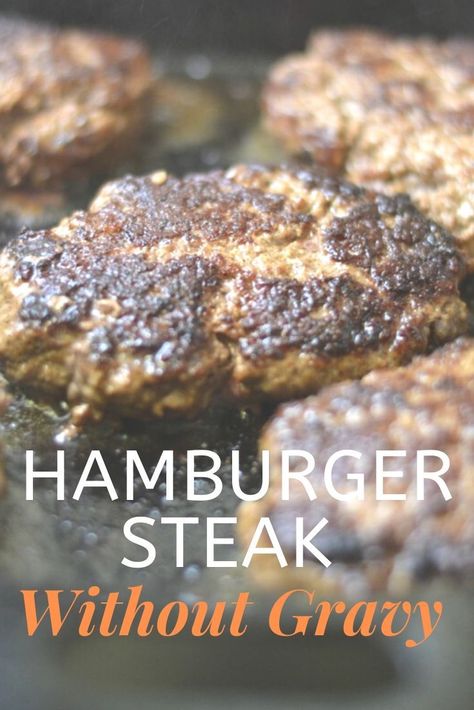 If you have ground beef, peppers and onions, you can make this quick hamburger steak without gravy recipe in less than 30 minutes! #groundbeefrecipe #hamburgersteak Hamburger Steak With Mushrooms And Onion, Hamburger Steak Dinner Ideas, Hamburger Steak In The Oven, The Best Hamburger Steak, Southern Hamburger Steak, Hamburger Steak And Onions, Hamburger Steaks Recipes, How To Cook Hamburger Steak, Hamburger Steak Recipes Crockpot