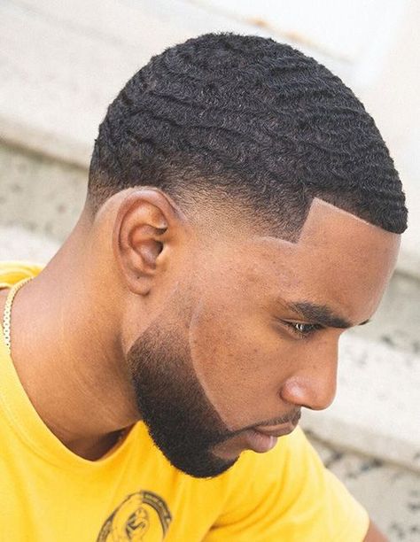 Taper Waves Haircut, Temper Fade, Temple Fade Haircut, Fade Haircut Men, Afro Haircuts, Fade Haircut With Beard, Temple Fade, Black Man Haircut Fade, Haircuts For Black Men