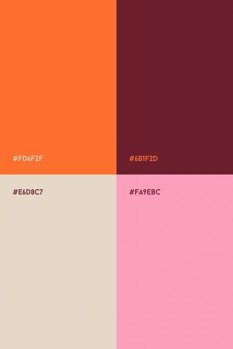 Gold And Orange Color Palette, Bright Orange Colour Palette, Colour Palette With Burgundy, Burgundy Orange Color Palette, Pink And Maroon Color Palette, Beige And Pink Palette, Red Pink And Orange Color Palette, Colour Palette Burgundy, Vermillion Color Palette