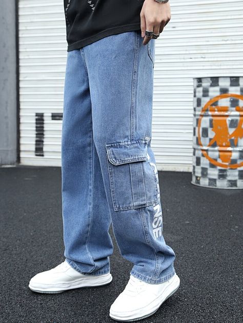 Big Jeans Outfit Men, Denim Cargo Pants Outfit Men, Denim Cargo Pants Men, Jean Mom Hombre, Jeans Mom Hombre, Printed Jeans Mens, Big Jeans Outfit, Baggy Jeans Outfit Men, Men Pants Style