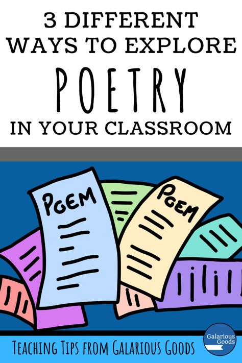 3 Different Ways to Explore Poetry in Your Classroom. A blog post exploring poetry and some different ideas for bringing poetry alive in your classroom Poetry Elements, Grade Three, Arts Classroom, Teaching Poetry, Poetry Ideas, Secondary Classroom, Classroom Strategies, Poetry Writing, Love Writing