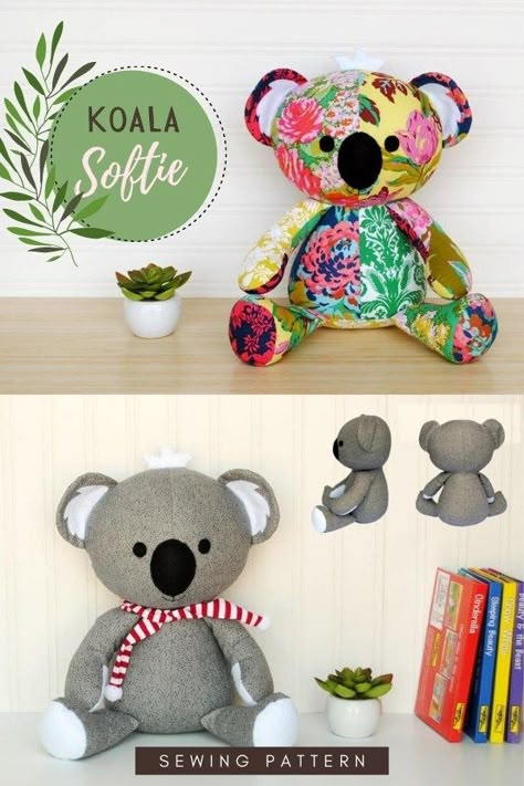 Flannel Stuffed Animals Sewing Patterns, Koala Stuffed Animal Pattern, Koala Sewing Pattern Free, Soft Toy Making Tutorials, Soft Toy Patterns Free Templates Sewing, Beginner Stuffed Animal Sewing Patterns, Animal Sewing Patterns Free Templates, Plushy Patterns Free, Sewing Templates Animal