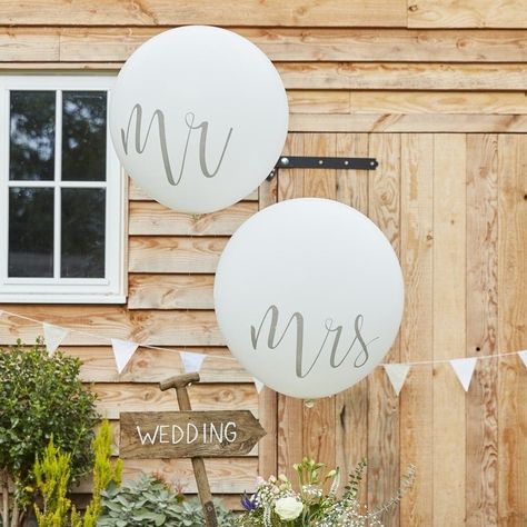 Mr and Mrs Wedding Balloons, Giant 36 Inch Round Balloons, Set 2 by EnFete on Etsy Mr And Mrs Balloons, Engagement Balloons, Wedding Post Box, Jumbo Balloons, Wedding Balloon Decorations, Photo Backdrop Wedding, Round Balloons, Venue Decorations, Giant Balloons