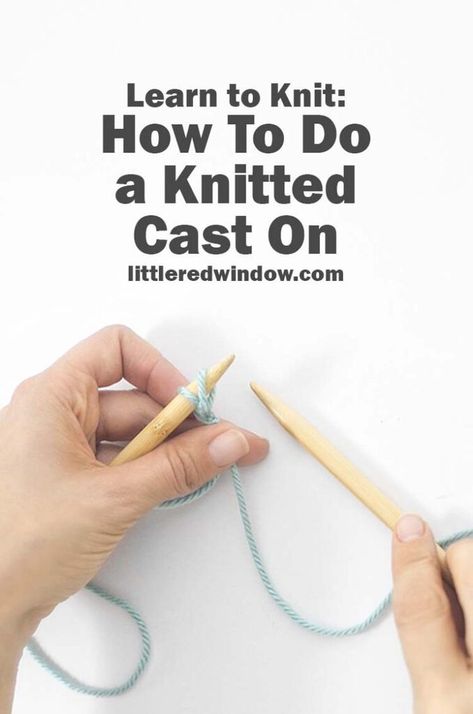 Learn how to start your knitting projects with an easy knitted cast on! Tutorial Knitting, Cable Cast On, Cast On Knitting, Learn To Knit, Loom Knitting Projects, Knitting Basics, Sweater Patterns, Beginner Knitting Patterns, Knitting Instructions