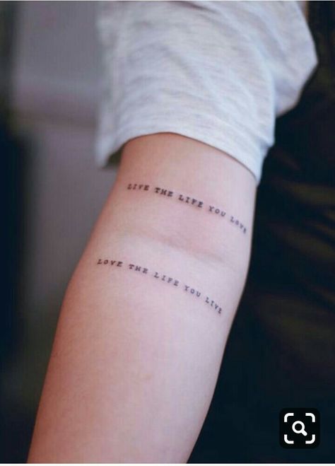 Live the life you love Love the life you live Shoulders Tattoo, Forearm Word Tattoo, Birthdate Tattoo, Wörter Tattoos, Phrase Tattoos, Relationship Tattoos, Shape Tattoo, Inspiration Tattoos, Text Tattoo